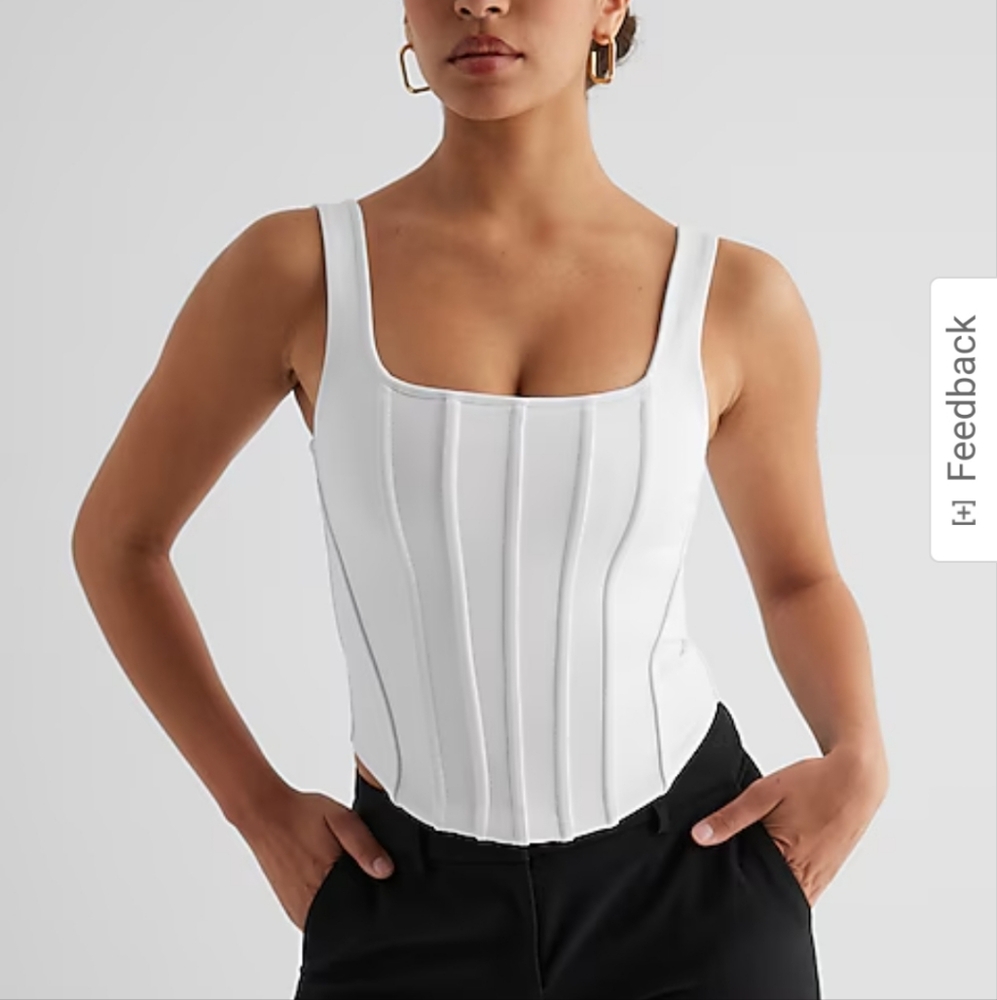 Express Cream Fitted Bustier Tank Top
